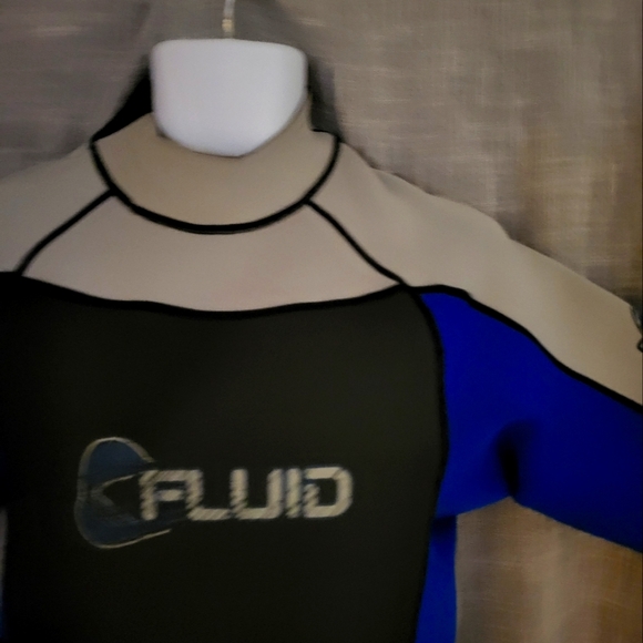 Fluid WetsuitMens XLARGE Shortie Swimsuit Black Blue Yellow Used Condition - Picture 1 of 8